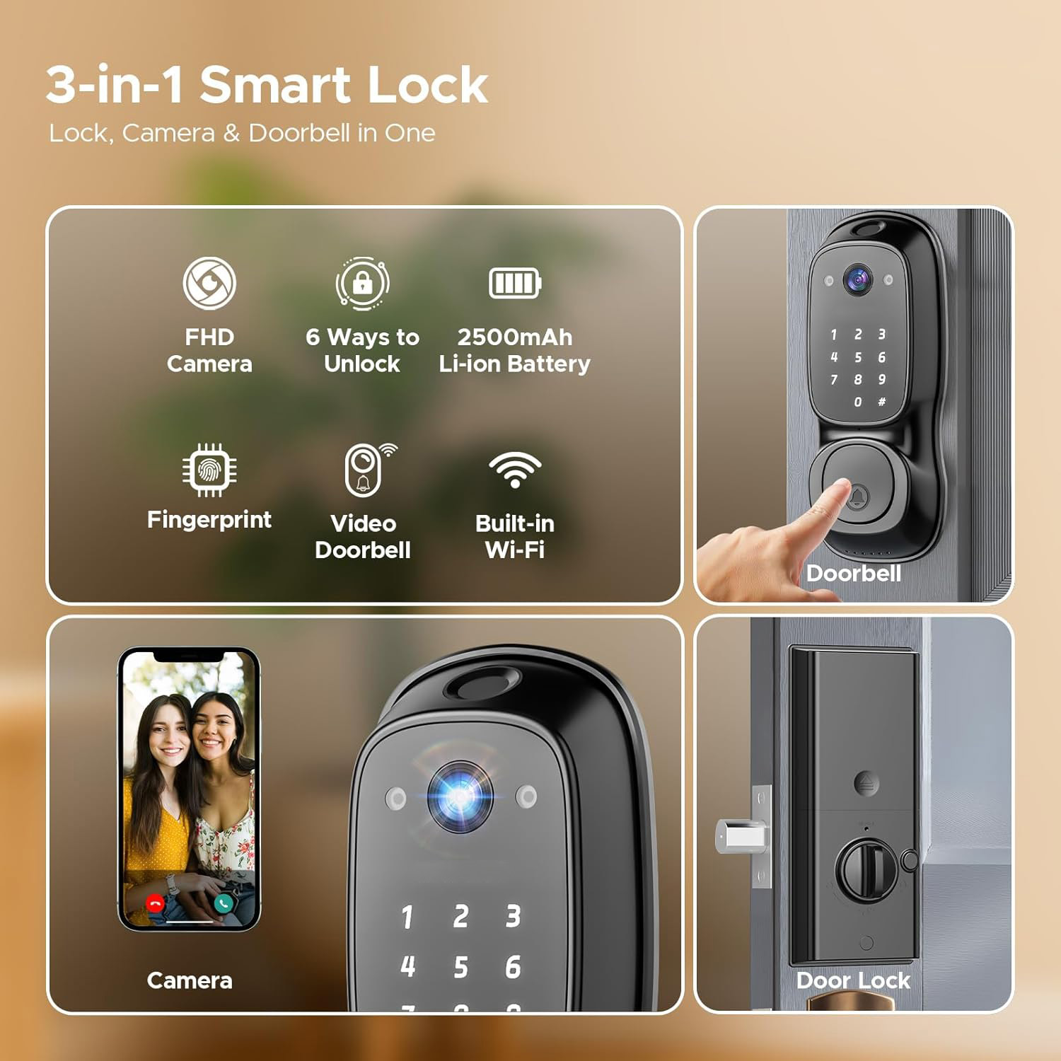 Tuya Wifi Smart Door Lock ‎Cam - Door Lock ulasan dan harga