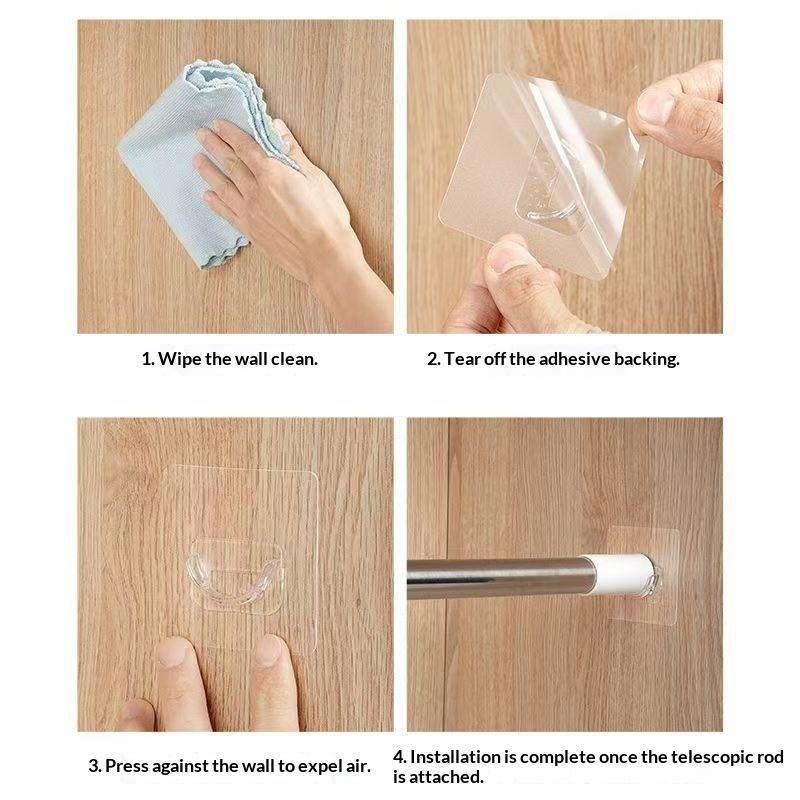No Drill Transparent Self Adhe - Curtain Rods ulasan dan harga