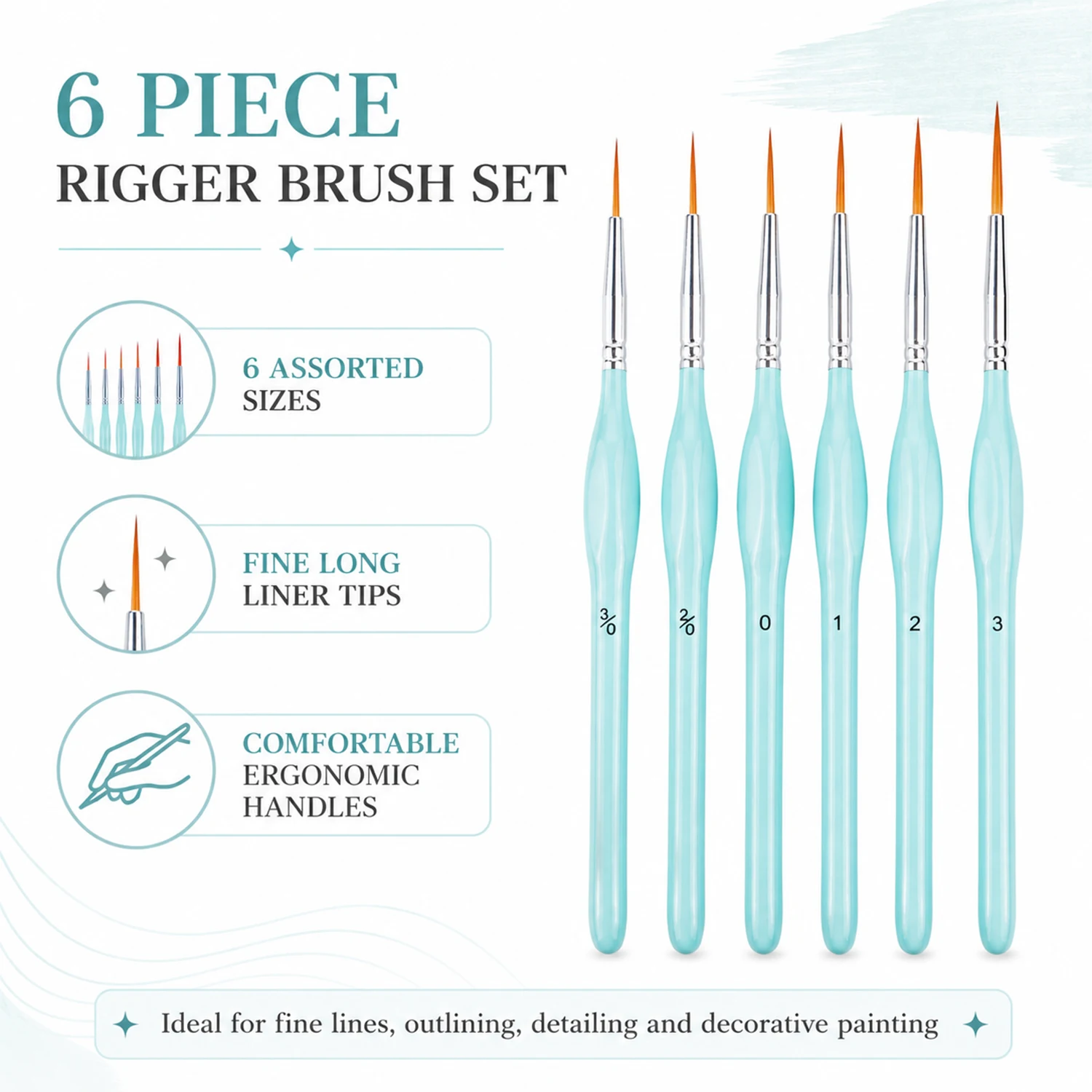 6pcs Rigger Paint Brushes Set, - Paint Brush ulasan dan harga