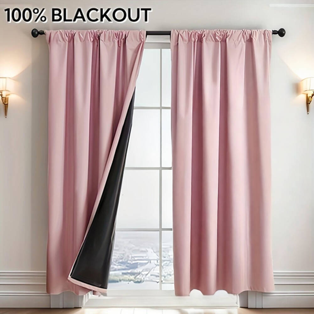 1pc 100% Blackout Curtain with - Curtain Rods ulasan dan harga