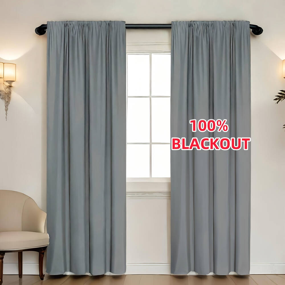 1pc 100% Blackout Curtain with - Curtain Rods ulasan dan harga