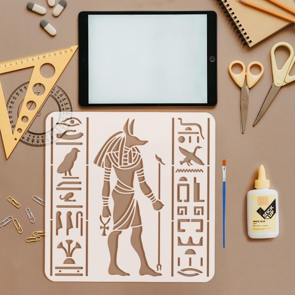 4 PCS Egyptian Symbols Stencil - Paint Brush ulasan dan harga
