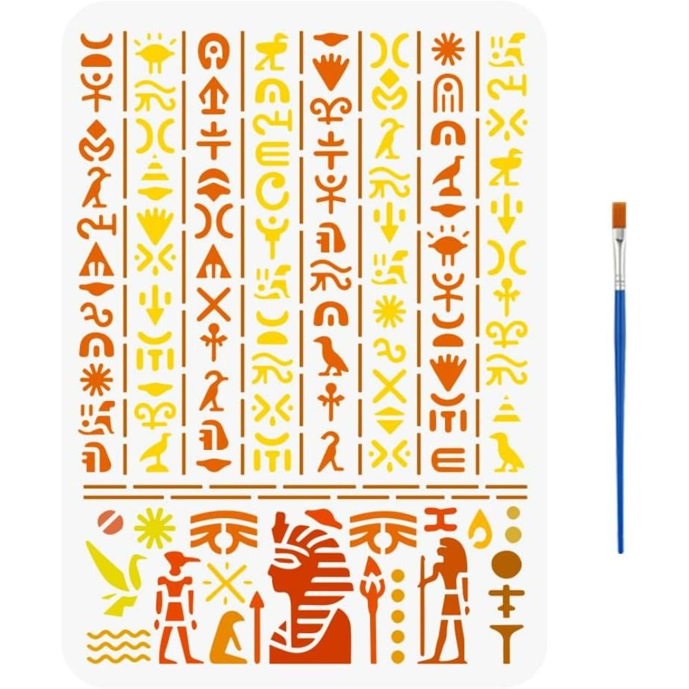 Ancient Egyptian Script Stenci - Paint Brush ulasan dan harga