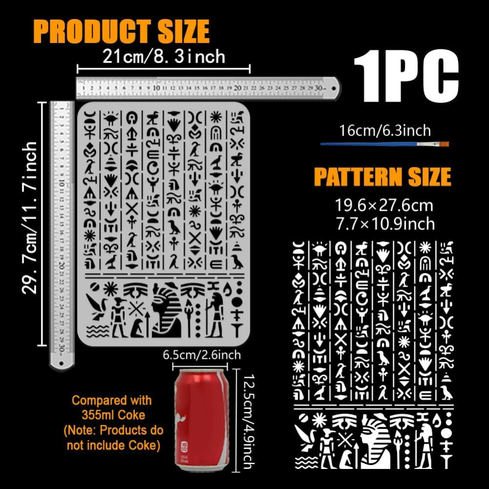 Ancient Egyptian Script Stenci - Paint Brush ulasan dan harga