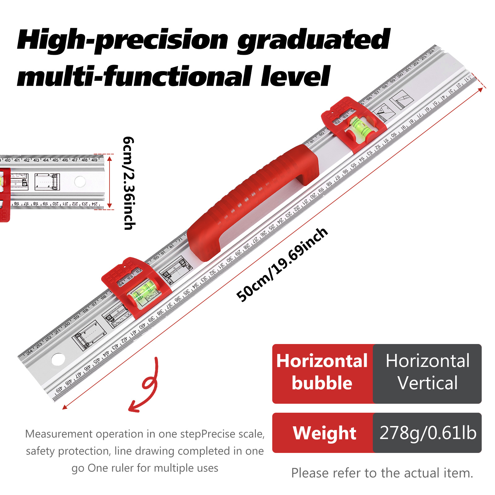 19.7inch Level Ruler Aluminum  - Home Improvement Mark ulasan dan harga