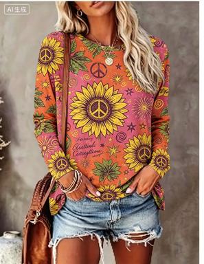 Women Long Sleeve T‑Shirt Hipp - Wallpaper ulasan dan harga