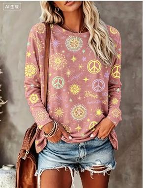 Women Long Sleeve T‑Shirt Hipp - Wallpaper ulasan dan harga