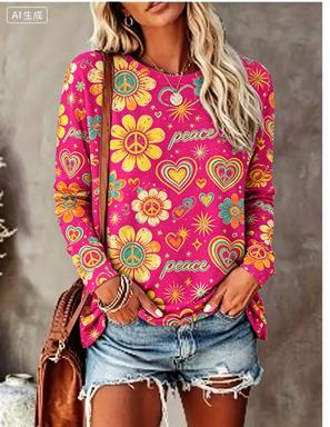Women Long Sleeve T‑Shirt Hipp - Wallpaper ulasan dan harga