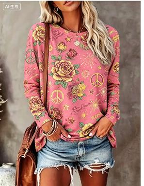 Women Long Sleeve T‑Shirt Hipp - Wallpaper ulasan dan harga