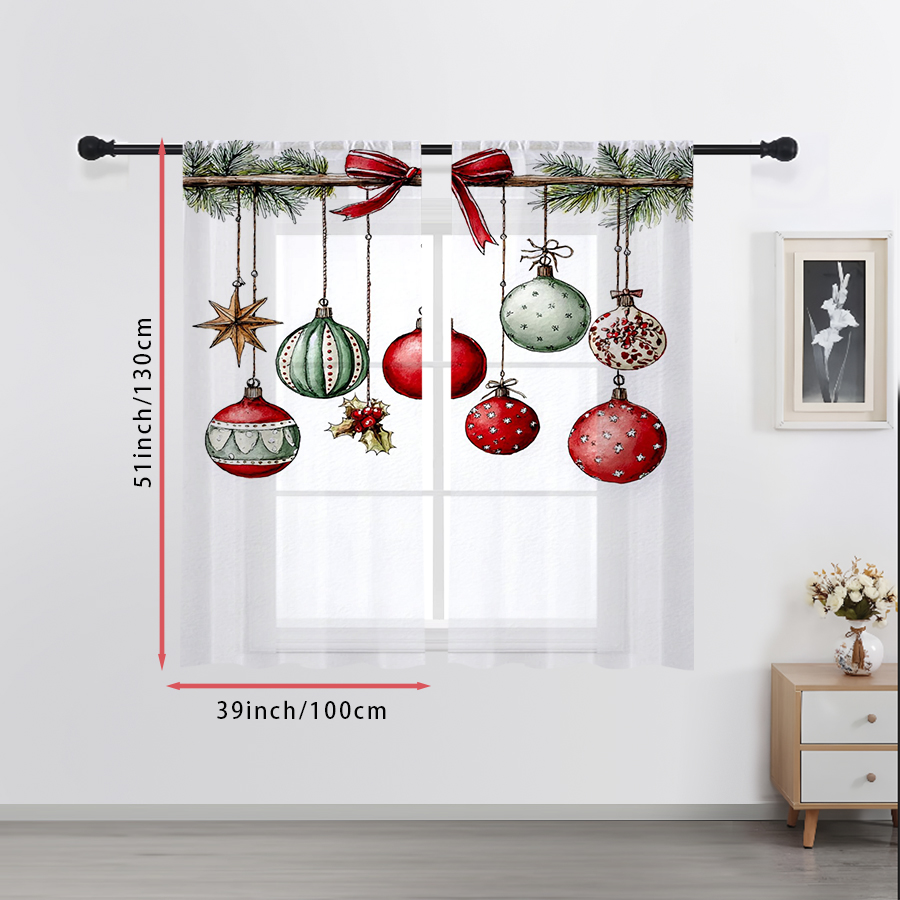 2PCS Christmas Winter Sheer Cu - Curtain Rods ulasan dan harga
