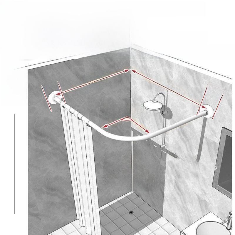 Arc Shaped Bathroom Shower Rod - Curtain Rods ulasan dan harga