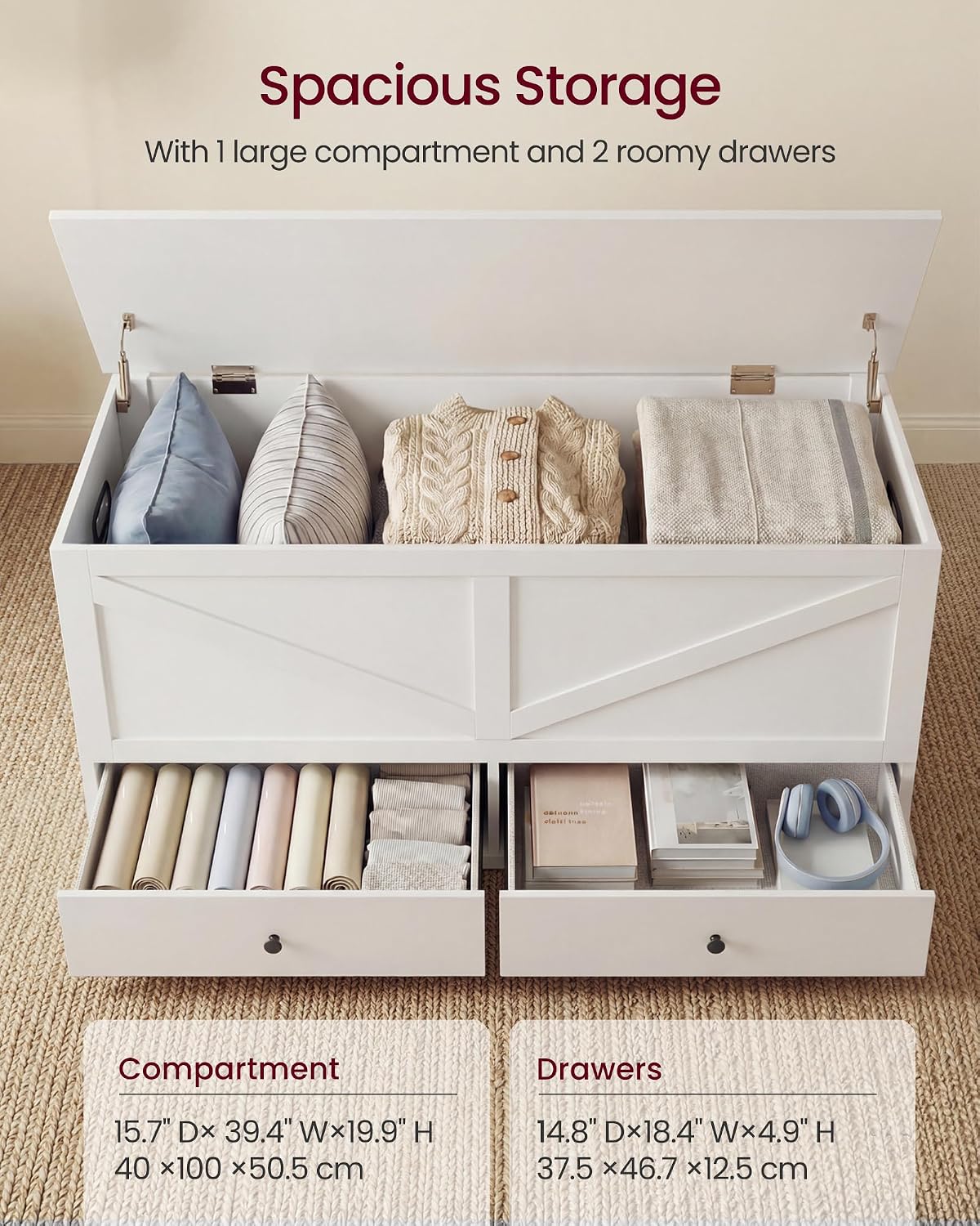 Farmhouse Storage Chest With D - Cabinet Hinges ulasan dan harga
