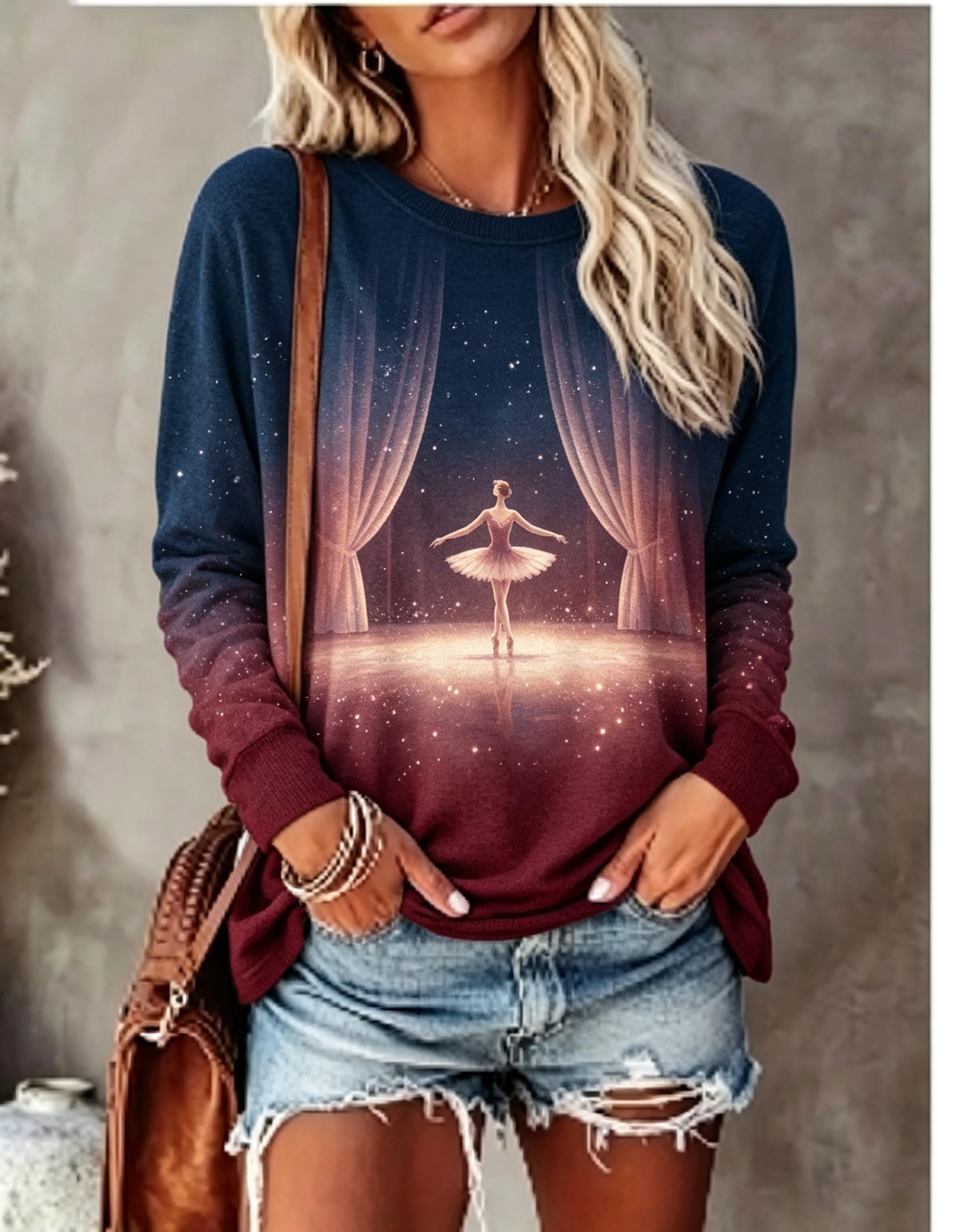 Women Long Sleeve T‑Shirt Ball - Wallpaper ulasan dan harga