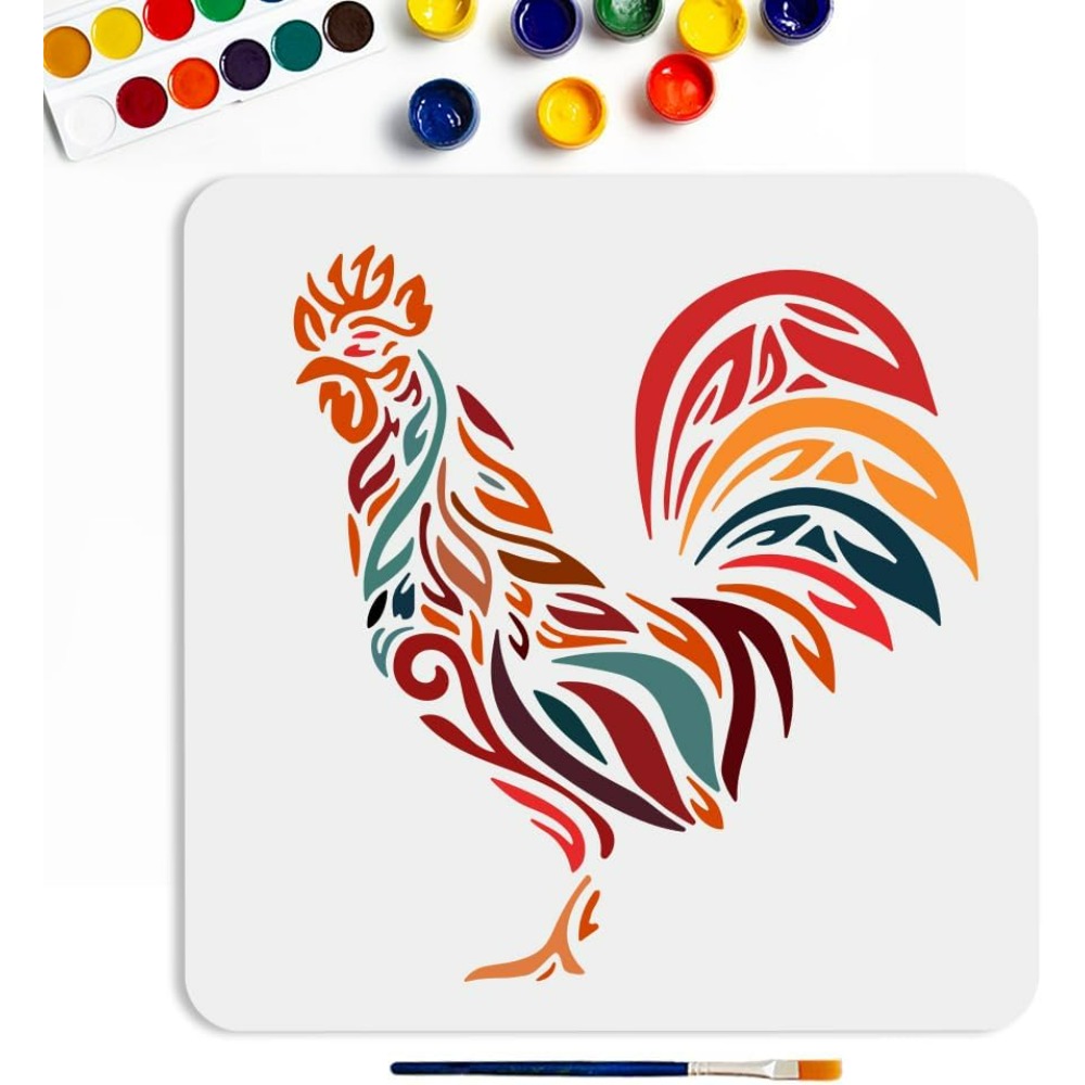 Chicken Stencil 11.8×11.8inch  - Paint Brush ulasan dan harga