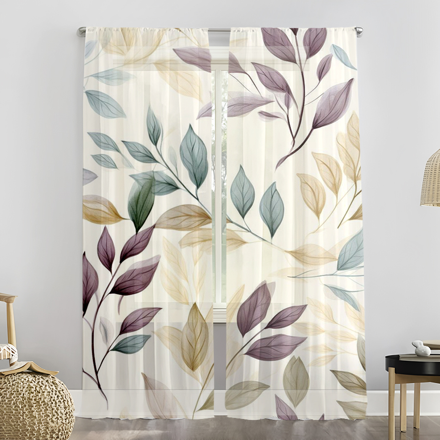 2PCS Sheer Curtains, Purple Bl - Curtain Rods ulasan dan harga