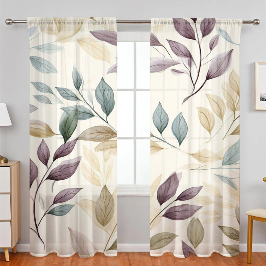 2PCS Sheer Curtains, Purple Bl - Curtain Rods ulasan dan harga