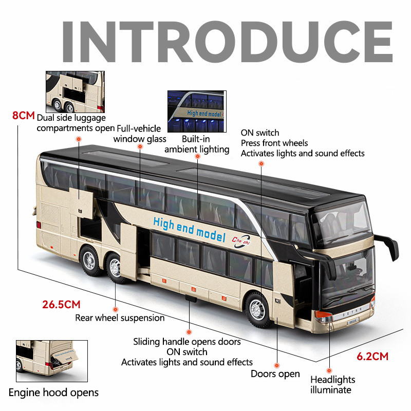 Alloy Bus Model with Lights &  - Light Switch ulasan dan harga