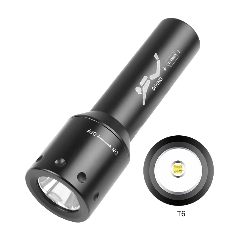 New T6 LED Diving Torch Long-R - Light Switch ulasan dan harga