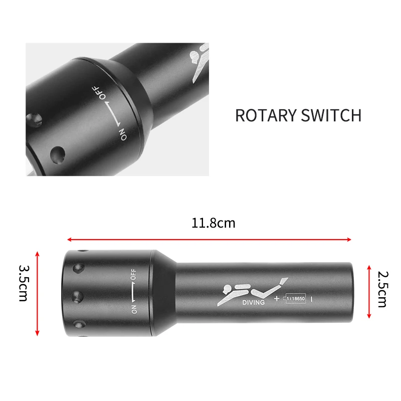 New T6 LED Diving Torch Long-R - Light Switch ulasan dan harga
