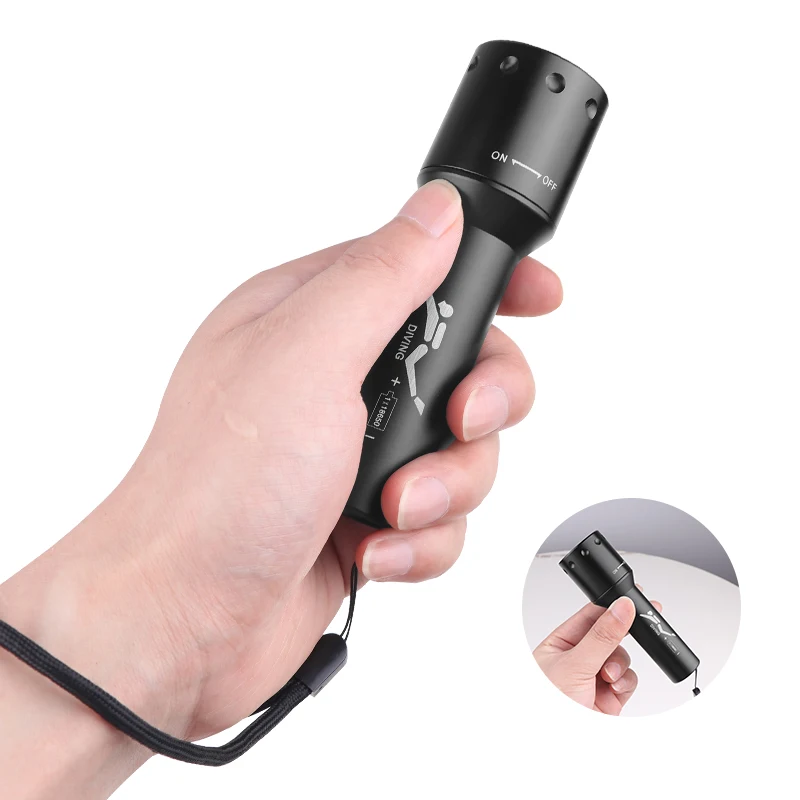 New T6 LED Diving Torch Long-R - Light Switch ulasan dan harga