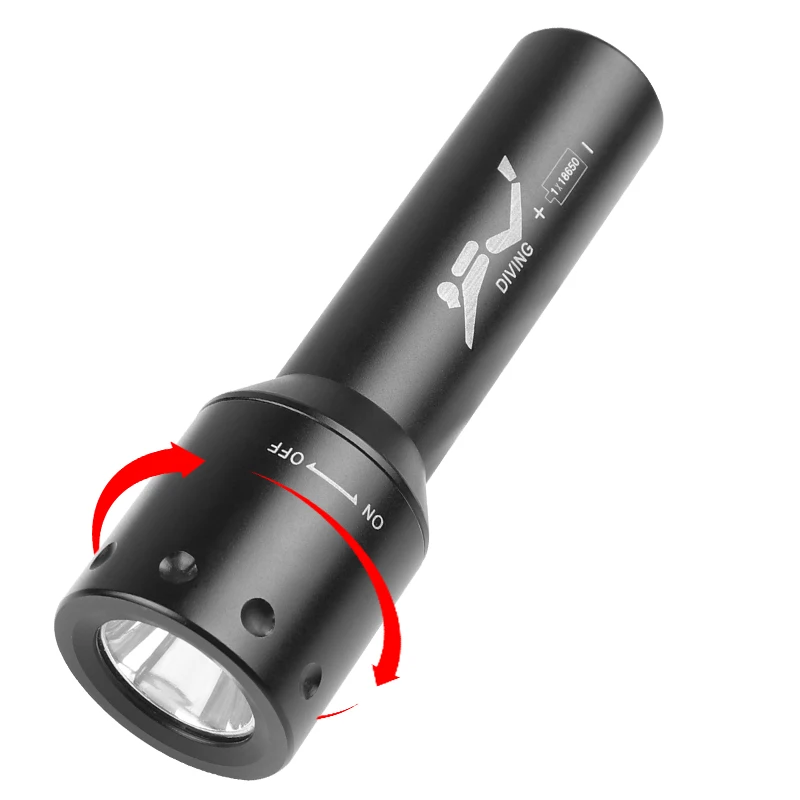 New T6 LED Diving Torch Long-R - Light Switch ulasan dan harga
