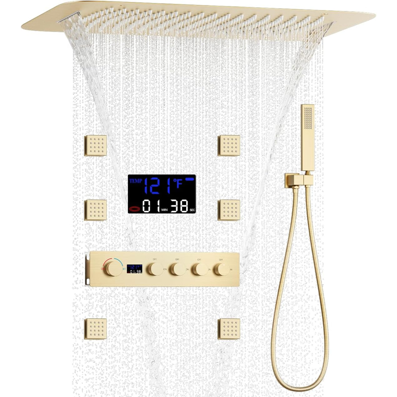 Brass Brushed Gold Digital Dis - Faucet ulasan dan harga